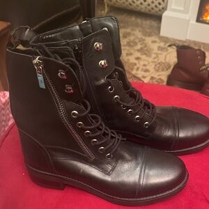 Marc Fisher Black Leather Moto Boots